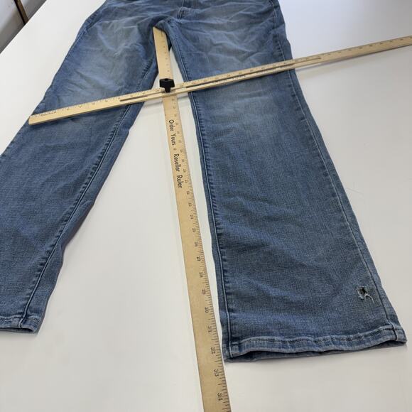 Levis Jeans Womens Size 12 Blue 505 Straight Leg Medium Wash Distressed Denim - Picture 11 of 12